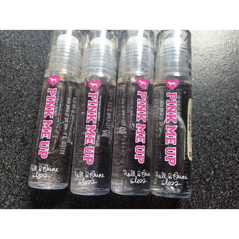 Victoria's Secret Pink Me Up Roll And Shine Gloss Set x4 Citrus Pop NEW